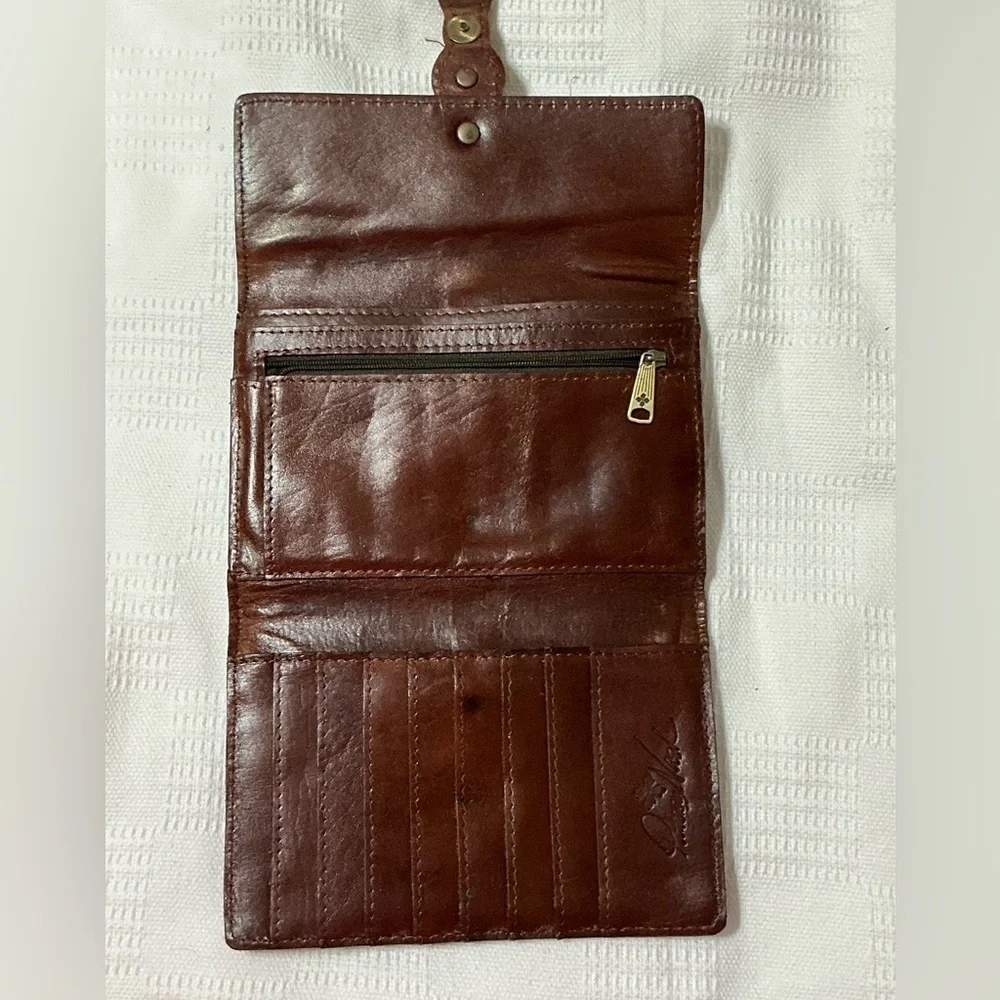EUC Patricia Nash Brown Trifold Leather Wallet
